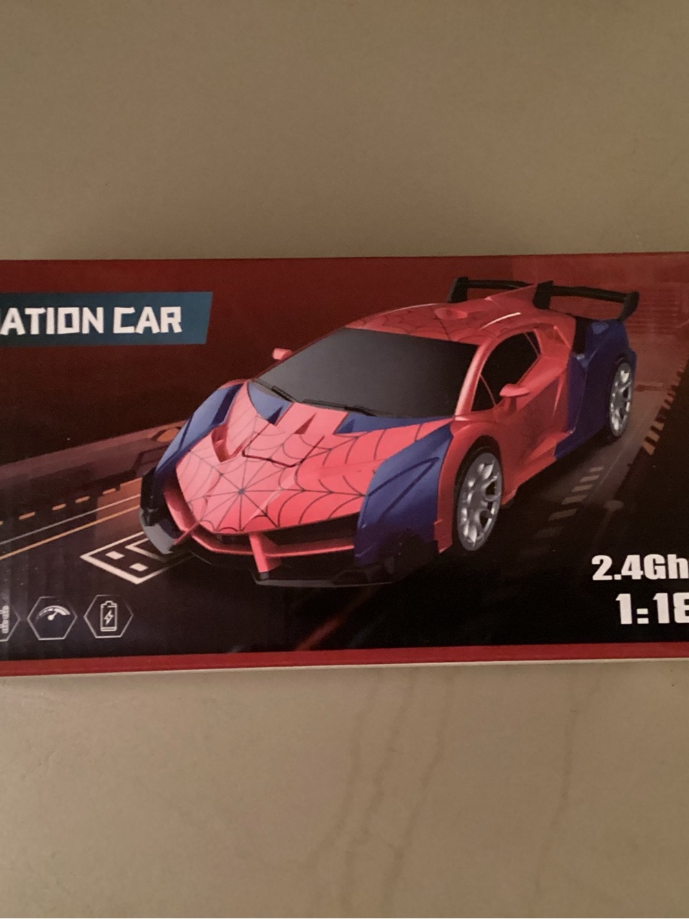 Red and Blue Spider-Themed RC Race Car Toy